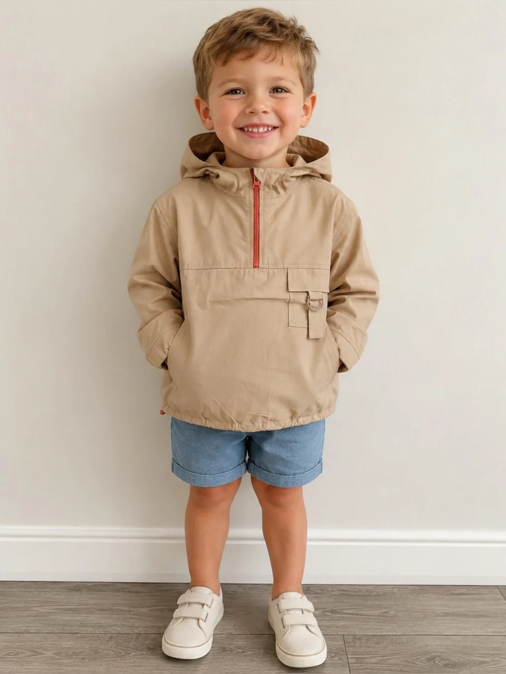 NWT The Sunday Collective Cinch Waist 1/2 Zip Pullover Brown Jacket